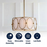 Violetta 19" Metal LED Pendant Gold/White / 3 Sockets – ICONS