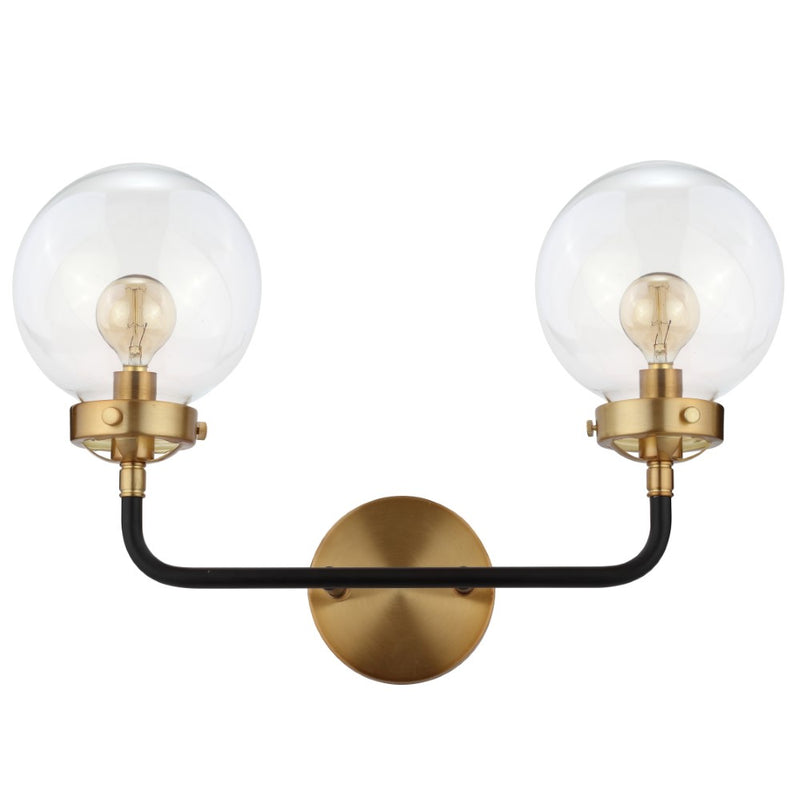 Caleb Brass Vanity Wall Sconce Clear - JONATHAN Y