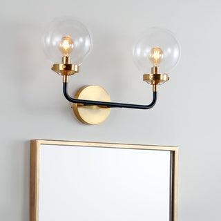 Caleb Brass Vanity Wall Sconce Clear - JONATHAN Y