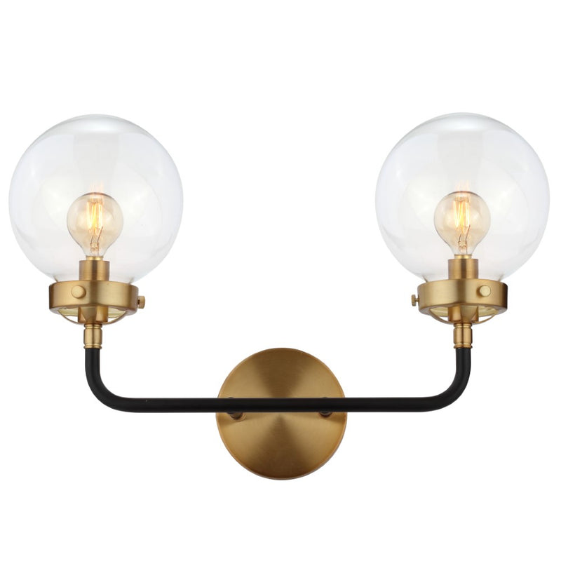 Caleb Brass Vanity Wall Sconce Clear - JONATHAN Y