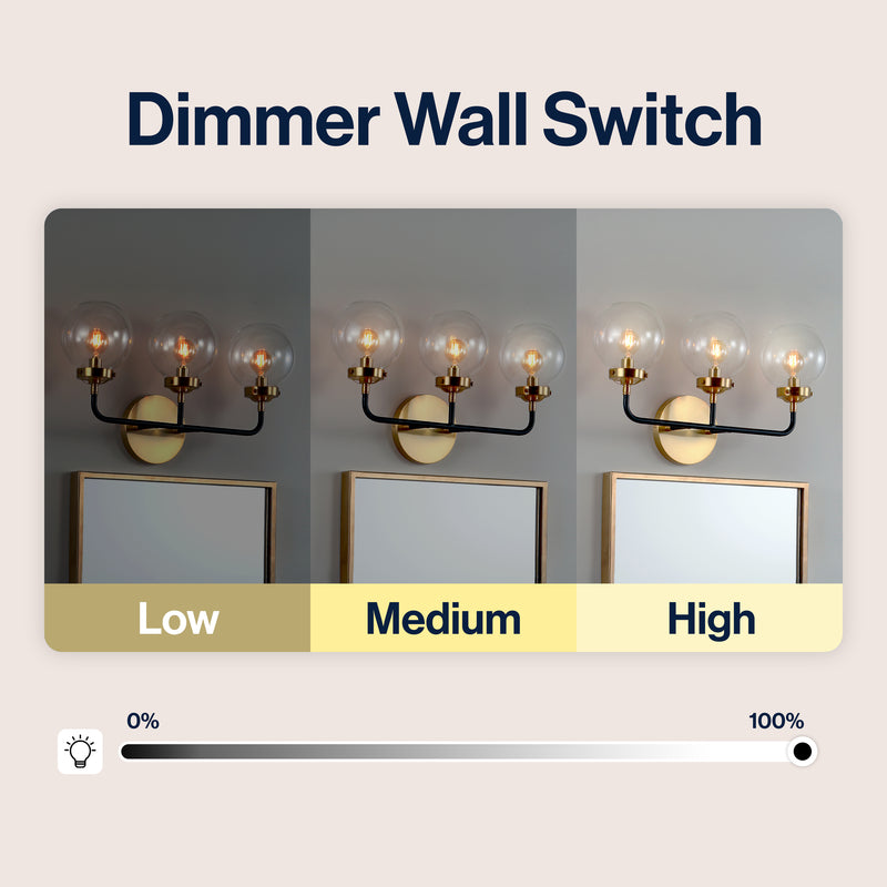 Caleb Brass Vanity Wall Sconce Clear
