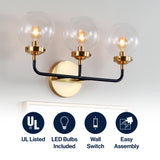 Caleb Brass Vanity Wall Sconce Clear