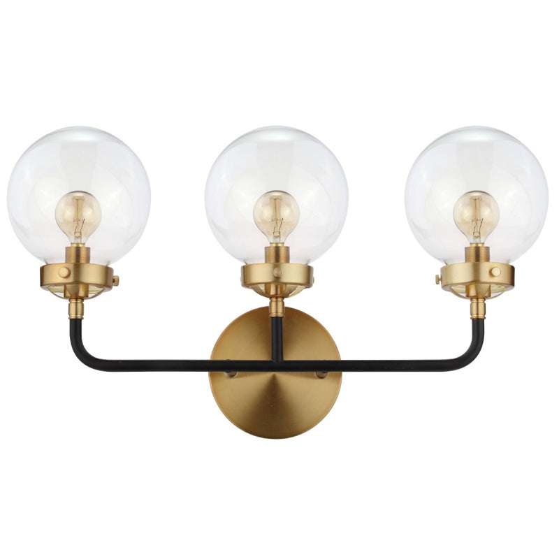 Caleb Brass Vanity Wall Sconce Clear - JONATHAN Y