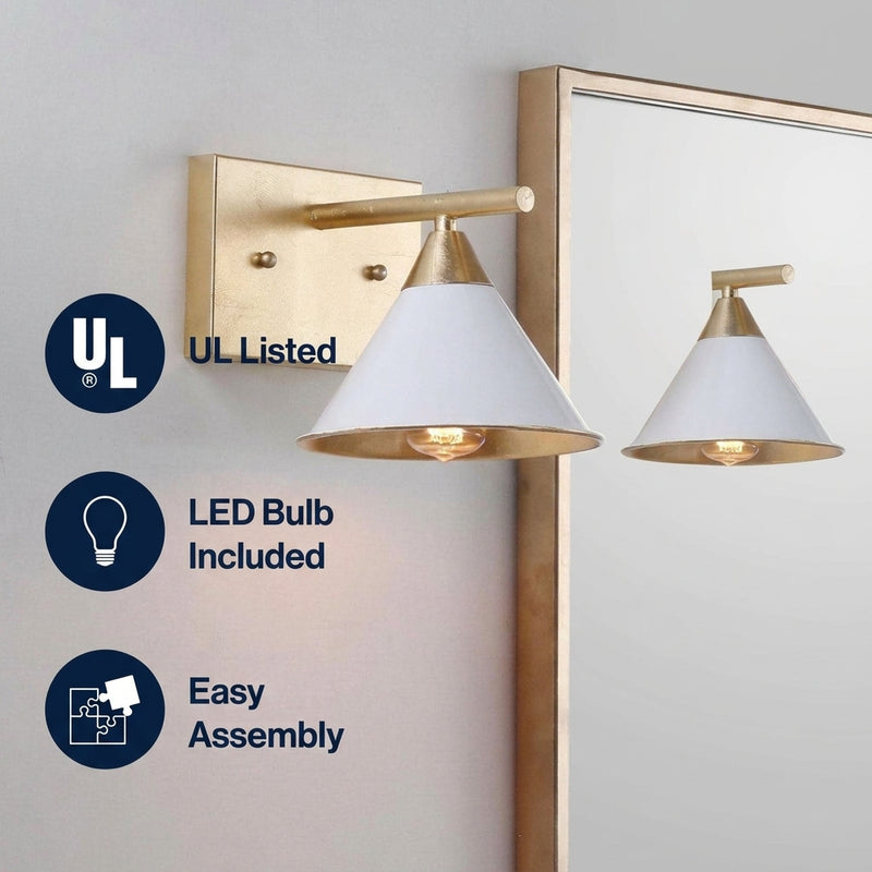Yvette Metal Vanity White/Gold / 1 Light – ICONS