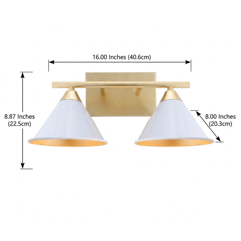 Yvette Metal Vanity White/Gold / 2 Light – DIM