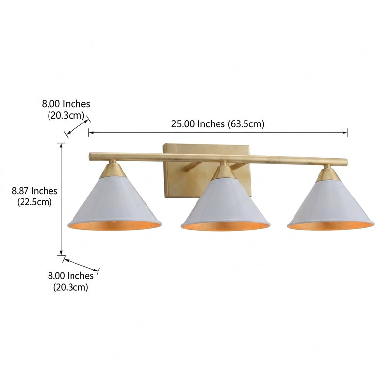 Yvette Metal Vanity White/Gold / 3 Light – DIM