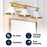 Yvette Metal Vanity White/Gold / 3 Light – ICONS