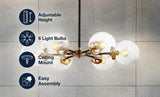 Caleb 28" Brass Cluster Pendant Black/Brass Gold / 6-Light – ICONS