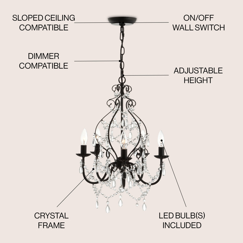 Maura 17" Crystal/Metal LED Chandelier - JONATHAN Y