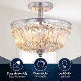Caleb 14.2" Crystal / Metal LED Semi Flush Mount Antique Silver / Amber / 3 Sockets – ICONS