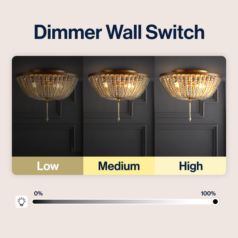 Allison 15" Wood Beaded/Metal LED Flush Mount