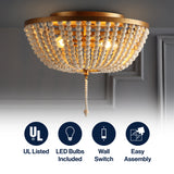 Allison 15" Wood Beaded/Metal LED Flush Mount