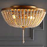 Allison 15" Wood Beaded/Metal LED Flush Mount - JONATHAN Y