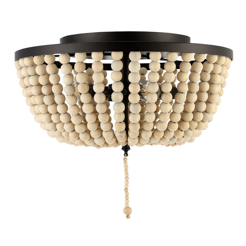 Allison 15" Wood Beaded/Metal LED Flush Mount - JONATHAN Y
