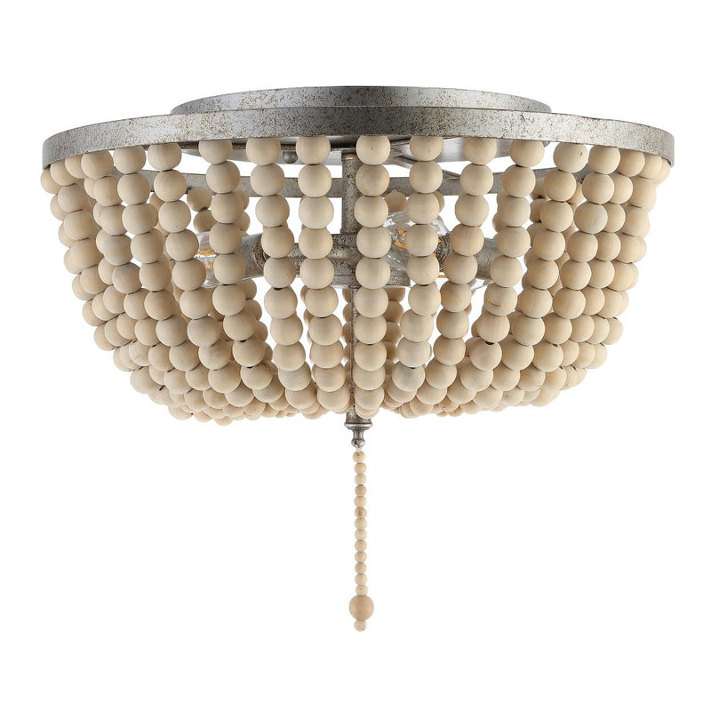 Allison 15" Wood Beaded/Metal LED Flush Mount - JONATHAN Y