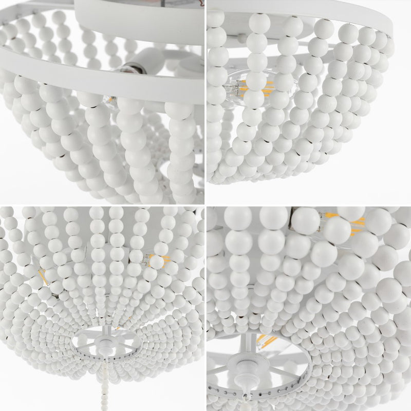 Allison 15" Wood Beaded/Metal LED Flush Mount