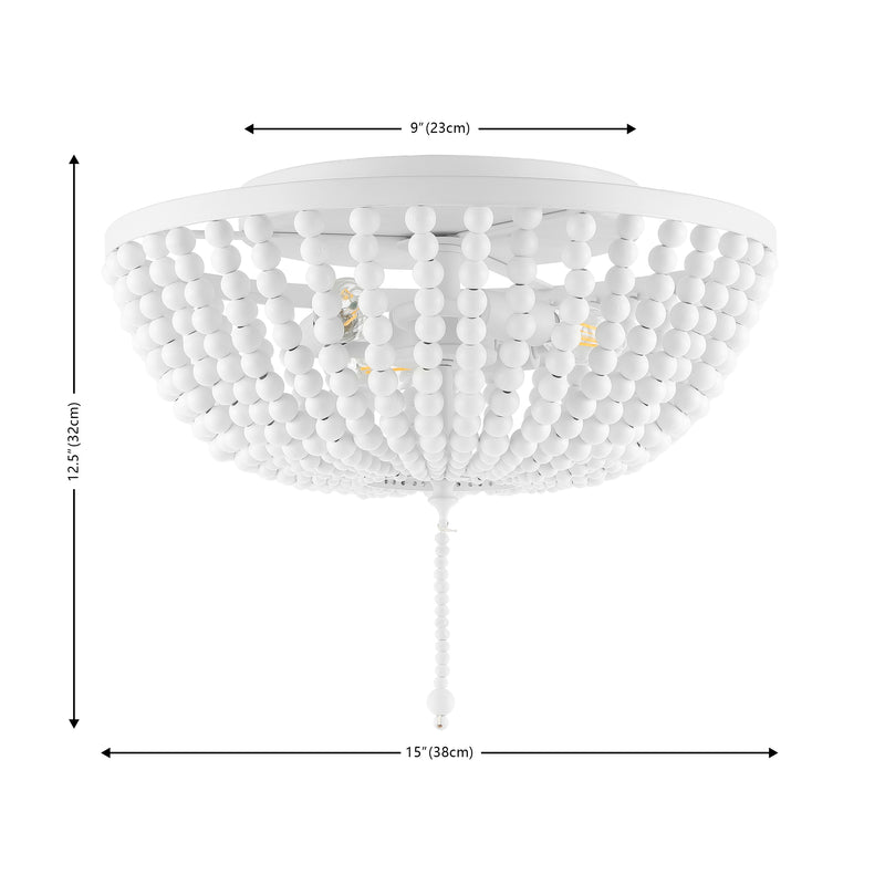 Allison 15" Wood Beaded/Metal LED Flush Mount