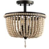 Allie 14" Wood Beaded/Metal LED Flush Mount - JONATHAN Y