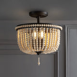 Allie 14" Wood Beaded/Metal LED Flush Mount - JONATHAN Y