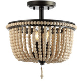 Allie 14" Wood Beaded/Metal LED Flush Mount - JONATHAN Y