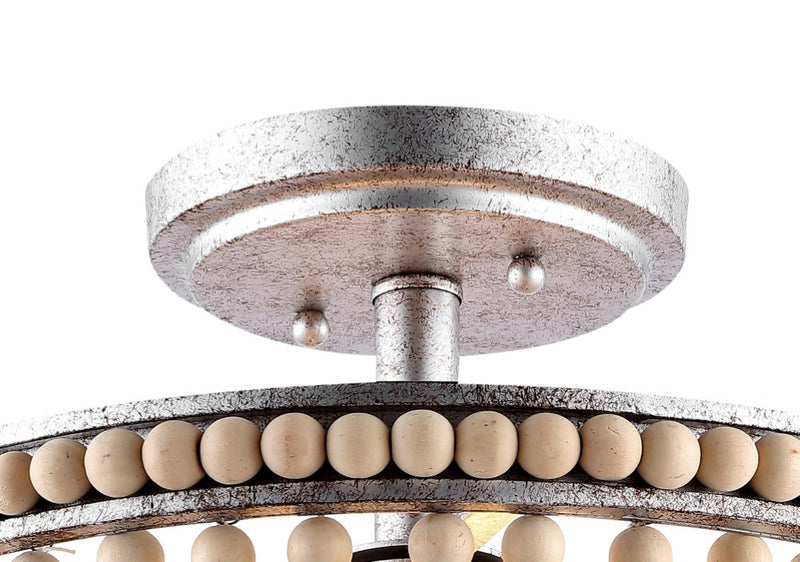 Allie 14" Wood Beaded/Metal LED Flush Mount - JONATHAN Y