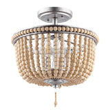 Allie 14" Wood Beaded/Metal LED Flush Mount - JONATHAN Y