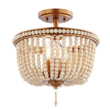 Allie 14" Wood Beaded/Metal LED Flush Mount - JONATHAN Y