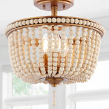 Allie 14" Wood Beaded/Metal LED Flush Mount - JONATHAN Y
