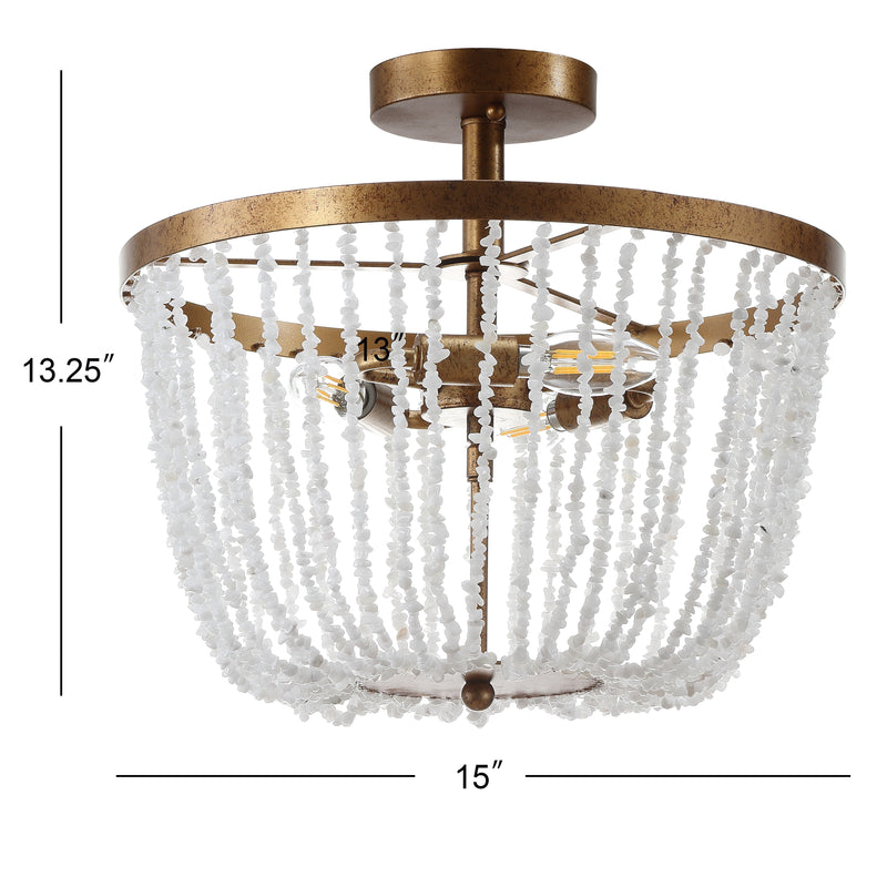 Georgian 15" Stone/Metal LED Flush Mount - JONATHAN Y