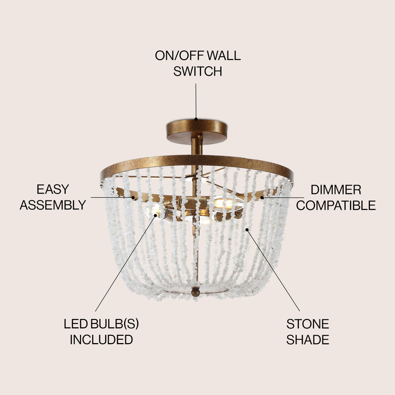 Georgian 15" Stone/Metal LED Flush Mount - JONATHAN Y