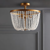 Georgian 15" Stone/Metal LED Flush Mount - JONATHAN Y