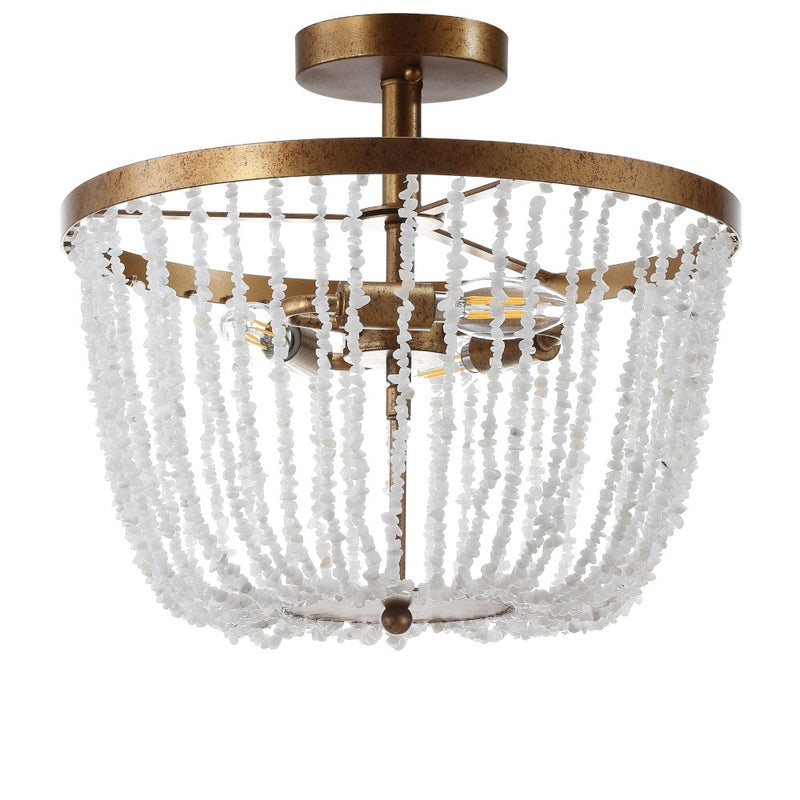 Georgian 15" Stone/Metal LED Flush Mount - JONATHAN Y