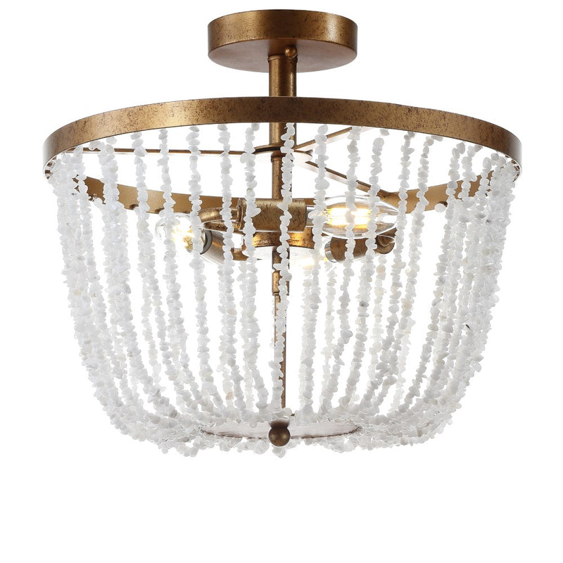 Georgian 15" Stone/Metal LED Flush Mount - JONATHAN Y