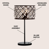 Gabrielle 22.5" Metal/Crystal LED Table Lamp - JONATHAN Y