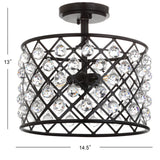 Gabrielle 14.5" Crystal/Metal LED Semi Flush Mount - JONATHAN Y