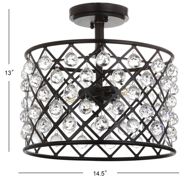 Gabrielle 14.5" Crystal/Metal LED Semi Flush Mount - JONATHAN Y