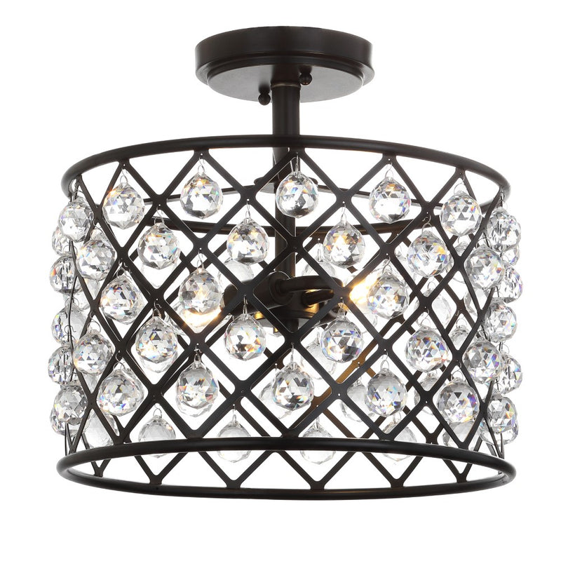 Gabrielle 14.5" Crystal/Metal LED Semi Flush Mount - JONATHAN Y