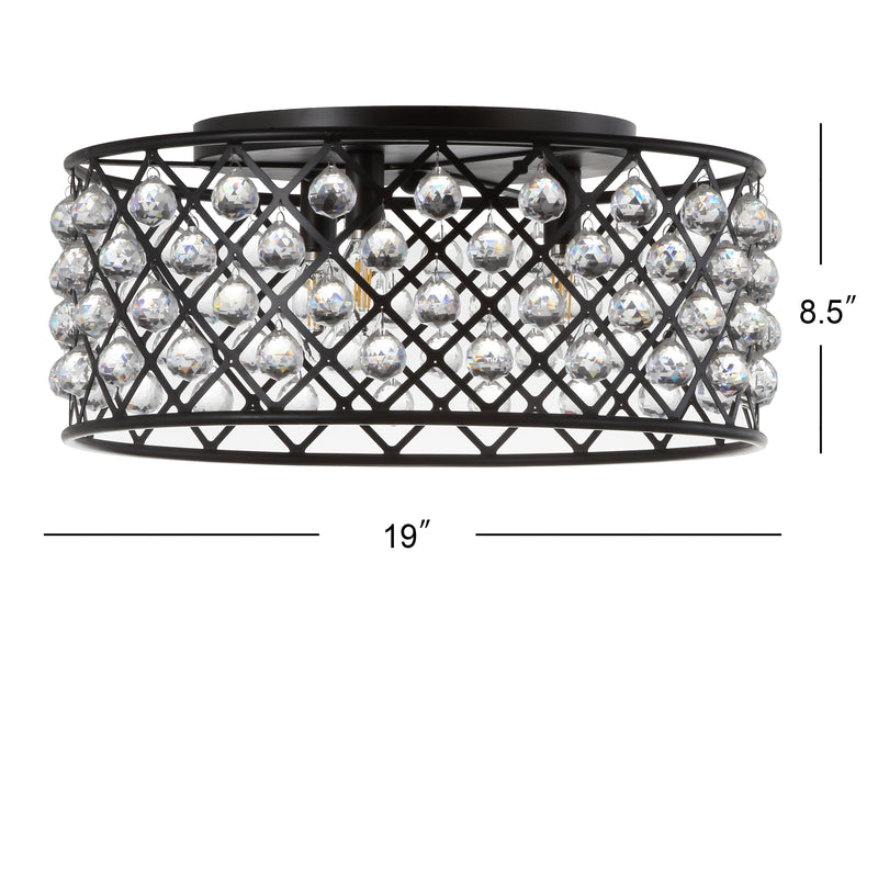 Gabrielle 19" Metal/Crystal LED Flush Mount Ceiling Light - JONATHAN Y