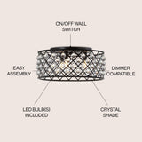 Gabrielle 19" Metal/Crystal LED Flush Mount Ceiling Light - JONATHAN Y