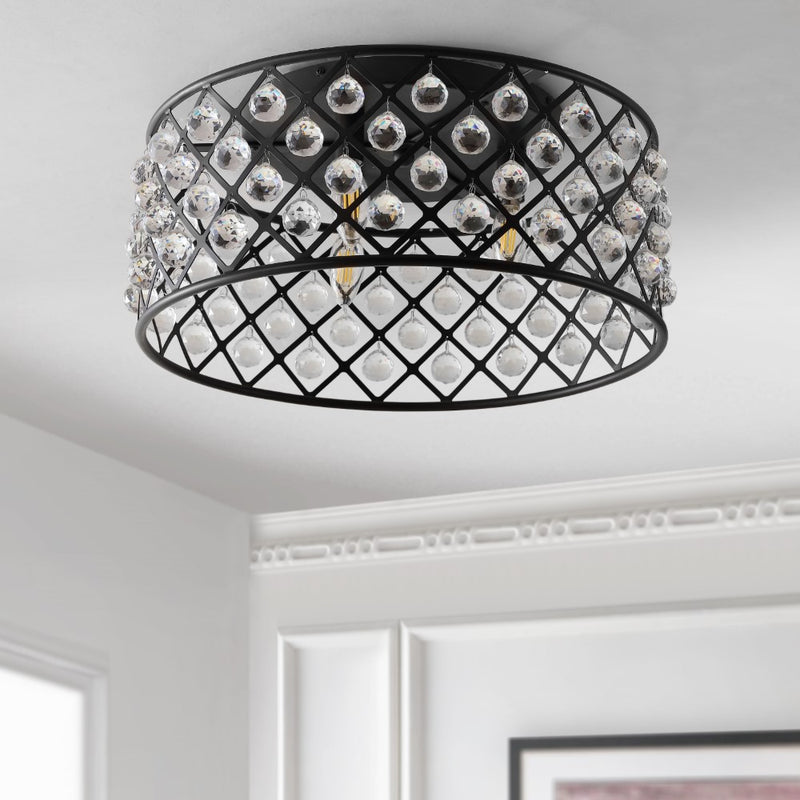 Gabrielle 19" Metal/Crystal LED Flush Mount Ceiling Light - JONATHAN Y