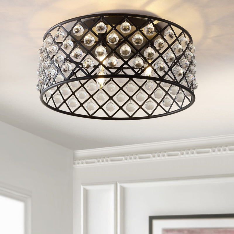 Gabrielle 19" Metal/Crystal LED Flush Mount Ceiling Light - JONATHAN Y