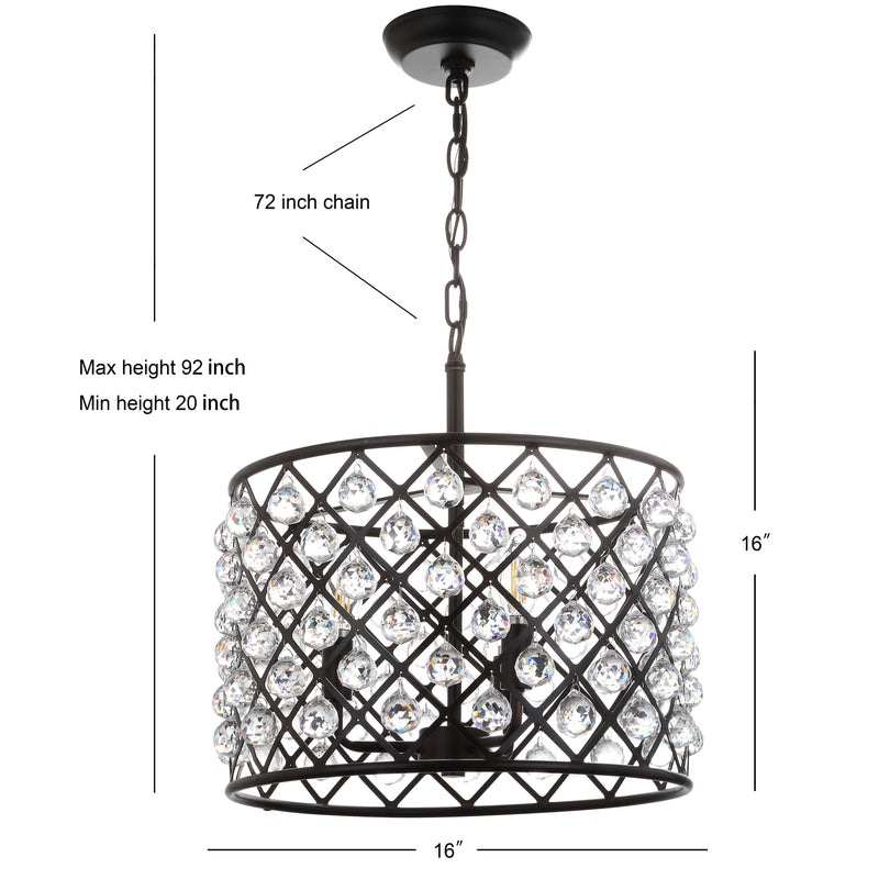 Gabrielle Crystal/Metal LED Pendant - JONATHAN Y
