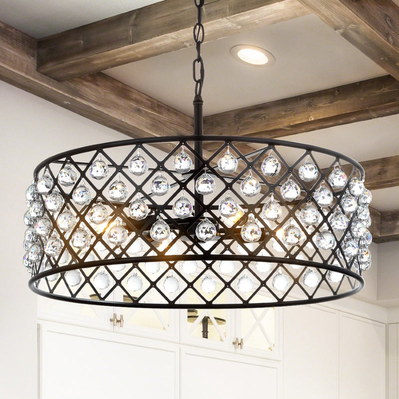 Gabrielle Crystal/Metal LED Pendant - JONATHAN Y