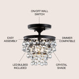 Toronto Metal/Crystal LED Flush Mount - JONATHAN Y