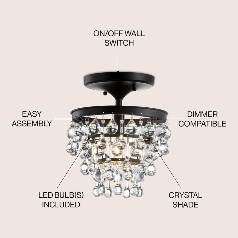 Toronto Metal/Crystal LED Flush Mount - JONATHAN Y