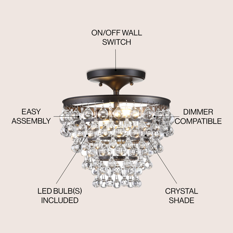 Toronto Metal/Crystal LED Flush Mount - JONATHAN Y