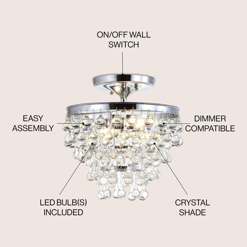 Toronto Metal/Crystal LED Flush Mount - JONATHAN Y