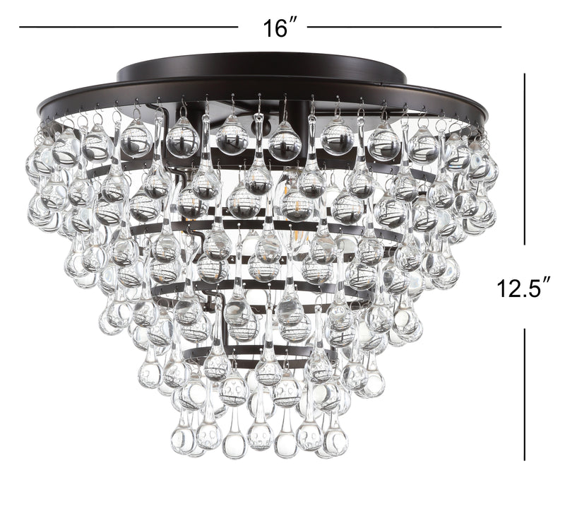Toronto 16" Metal/Crystal LED Flush Mount - JONATHAN Y