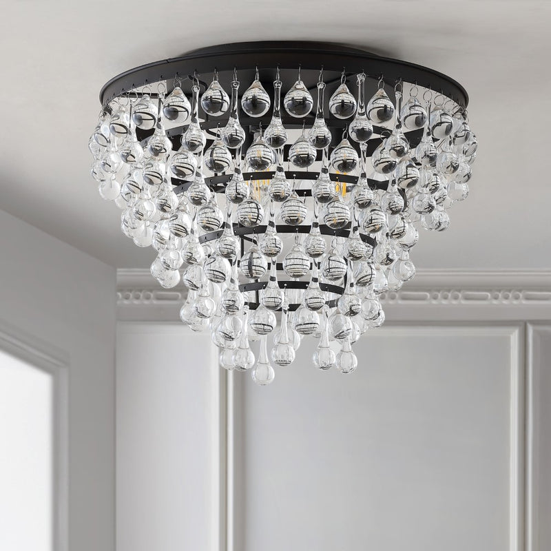 Toronto 16" Metal/Crystal LED Flush Mount - JONATHAN Y