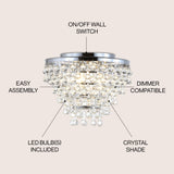 Toronto 16" Metal/Crystal LED Flush Mount - JONATHAN Y